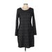 INC International Concepts Casual Dress - Sweater Dress Crew Neck Long Sleeve: Gray Grid Dresses - Women's Size Large