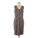 White House Black Market Casual Dress - Sheath V Neck Sleeveless: Brown Dresses - Women's Size Medium