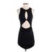 Shein Casual Dress - Bodycon Plunge Sleeveless: Black Print Dresses - Women's Size 4