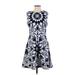 db established 1962 Casual Dress - A-Line: Blue Batik Dresses - Women's Size 4