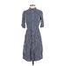 Favlux fashion Casual Dress - Shirtdress Collared 3/4 sleeves: Blue Print Dresses - Women's Size Small