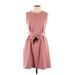 Lark & Ro Casual Dress - A-Line Crew Neck Sleeveless: Pink Print Dresses - Women's Size 10