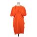 ELOQUII Casual Dress - Shift Crew Neck Short sleeves: Orange Solid Dresses - Women's Size 14 Plus