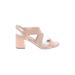 Cole Haan Heels: Strappy Chunky Heel Casual Pink Print Shoes - Women's Size 8 - Open Toe