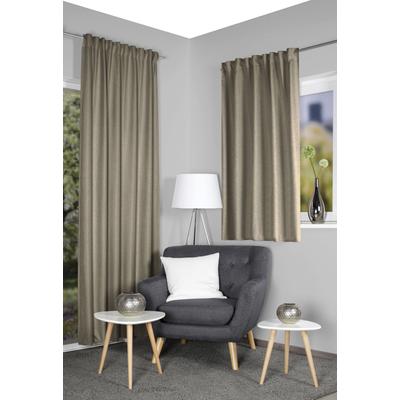 Vorhang HOME WOHNIDEEN "ESKAMIO" Gr. 5, beige, B:135cm H:245cm, Polyester, Gardinen, Thermo, Blickdicht, Leinenstruktur Image