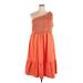 Shein Casual Dress - Mini One Shoulder Sleeveless: Orange Print Dresses - Women's Size 24