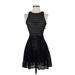 BCBGMAXAZRIA Casual Dress - Mini: Black Grid Dresses - New - Women's Size 2X-Small