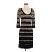 Calvin Klein Casual Dress - Sweater Dress: Black Stripes Dresses - Women's Size Small