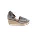 Crown Vintage Wedges: Slip-on Platform Boho Chic Gray Solid Shoes - Women's Size 8 1/2 - Open Toe