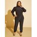 Plus Size Ruched Joggers Jumpsuit