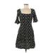 ASOS Casual Dress - A-Line Square 3/4 sleeves: Black Print Dresses - Women's Size 6