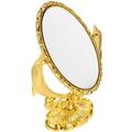 European Desktop Double-sided Mirror Creative Dolphin Makeup Rotating Beauty (gold) for Women Decor Light Oval Travel