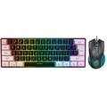 60% Wired Gaming Keyboard And Mouse Combo Numpad And Mouse Set 61 Keys Mini Backlit USB Type-C Connection Gaming Keyboard Gaming Mouse 3200 DPI True RGB (Black And White Keyboard+Black Mouse)