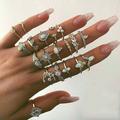 Augper Fashion Rings 19pcs/Set Diamond Joint Retro Hollow Star Drop-shaped Set