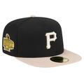 Men's New Era Black Pittsburgh Pirates Canvas A-Frame 59FIFTY Fitted Hat