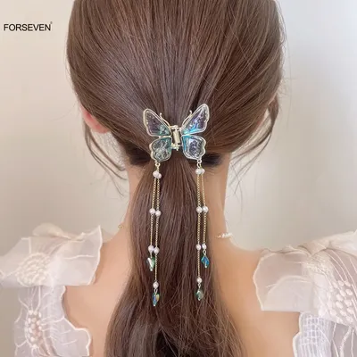 Farfalla capelli artiglio Clip fiore perla nappa forcine per ragazze coda di cavallo granchio fermagli per capelli donna moda accessori per capelli