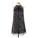 Daniel Rainn Casual Dress - Mini High Neck Sleeveless: Black Floral Dresses - Women's Size X-Small