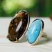 Courage for Peace,'High Polished Agate and Natural Turquoise Wrap Ring'