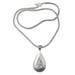 Bright Drop,'Silver Teardrop Pendant Necklace with Hammered Finish'