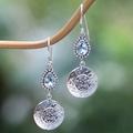 'Faceted Pear-Shaped Blue Topaz Dangle Earrings from Bali'