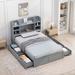 Kid-Friendly Design Full Size Bed with 4 Under-bed Portable Storage Drawers and Multi-tier Bedside Storage Shelves