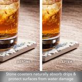Floral 4 Pack Single Absorbent Stone Coaster with Protective Cork Backing Made in The USA 4" Square, Easily Wipes Clean