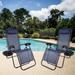 Zero Gravity Chairs - Set of 2 Outdoor Chairs with Side Tables with 2 Cupholders by Lavish Home (Navy)