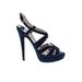 Miu Miu Heels: Slingback Stilleto Cocktail Party Blue Print Shoes - Women's Size 37 - Open Toe