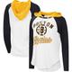 Women's G-III Sports by Carl Banks White/Heather Black Boston Bruins MVP Raglan Lightweight Hooded T-Shirt