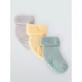 John Lewis Baby Organic Cotton Rich Terry Socks, Pack Of 3, Multi