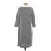 Talbots Casual Dress - Sweater Dress: Gray Chevron/Herringbone Dresses - Women's Size Small