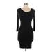 Forever 21 Casual Dress - Bodycon Scoop Neck 3/4 sleeves: Black Print Dresses - Women's Size Medium