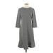 Signature collection Casual Dress Crew Neck 3/4 sleeves: Gray Dresses - Women's Size Small