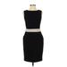 Calvin Klein Casual Dress - Sheath Crew Neck Sleeveless: Black Color Block Dresses - Women's Size 4 Petite