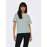 "Kurzarmshirt ONLY ""ONLLIVINA S/S STRIPE TEE JRS NOOS"" Gr. M (38), grün (jadeite stripes:white stripes) Damen Shirts Jersey"