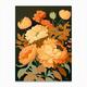 Cut Flowers Of Peonies Orange 3 Vintage Sketch Canvas Print by Petal Peonies