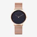 Classic Watch in Rose Gold with Black Face and Rose Gold Mesh Strap by Votch