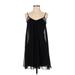 Express Casual Dress - Mini V Neck Sleeveless: Black Print Dresses - Women's Size X-Small