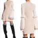 Free People Dresses | Free People Pink Neutral Zou Bisou Knit Sweater Dress Mini Bell Sleeves, Size Xs | Color: Cream/White | Size: Xs