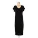 DKNY Casual Dress - Sheath Scoop Neck Short sleeves: Black Print Dresses - Women's Size X-Small