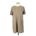 Zara Casual Dress - Shift High Neck Short sleeves: Tan Solid Dresses - Women's Size Large