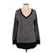 Weekend Suzanne Betro Pullover Sweater: Gray Color Block Tops - Women's Size Medium