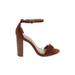 Steve Madden Heels: Brown Print Shoes - Women's Size 7 - Open Toe