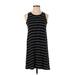 Madewell Casual Dress - Mini Crew Neck Sleeveless: Black Stripes Dresses - Women's Size X-Small