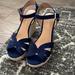 American Eagle Outfitters Shoes | Blue Ae Wedges | Color: Blue/Cream | Size: 7