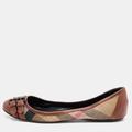 Burberry Shoes | Burberry Beige/Tan Nova Check Canvas And Leather Buckle Ballet Flats | Color: Tan | Size: 38