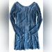 Free People Dresses | Free People Women Deep Blue Long Sleeve Lace Mini Dress Y2k Witchy Goth S | Color: Blue | Size: S