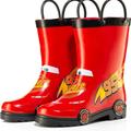 Disney Shoes | Disney Cars Lightening Mcqueen Waterproof Easy-On Rubber Boots Toddler Size 7 | Color: Red | Size: 7.5b