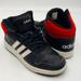 Adidas Shoes | Adidas Hoops 2.0 Youth 6 Womens 7 Mid Top Leather Sneakers Black Red Db1483 | Color: Black/Red | Size: 6b