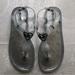 Michael Kors Shoes | Michael Kors Silver Sparkly Rubber Sandals Girls Size 4 Open-Toe Shoes Flip-Flop | Color: Silver | Size: 4bb